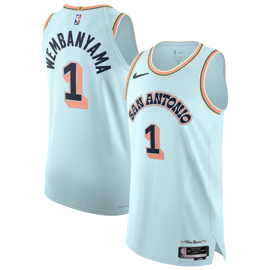 Men San Antonio Spurs #1 Victor Wembanyama Nike Light Blue City Edition 2024-25 Authentic Player NBA Jersey->san antonio spurs->NBA Jersey